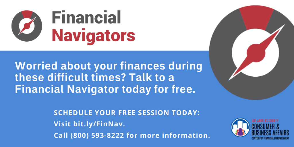 Worried about your finances during these difficult times? Schedule a session with Financial Navigators. bit.ly/FinNav. (800) 593-8222