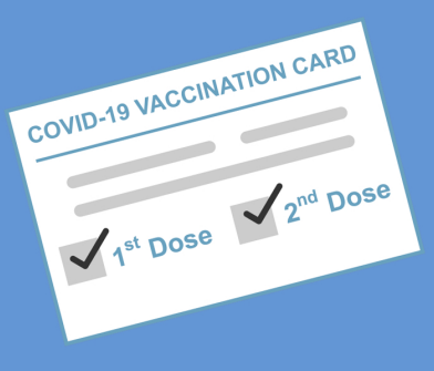 COVID-19 Vaccination Card with 1st dose and 2nd dose checked