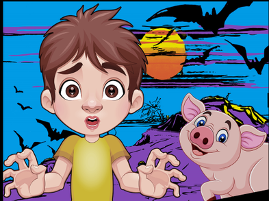 Zombie Thoughts Boy and Pig