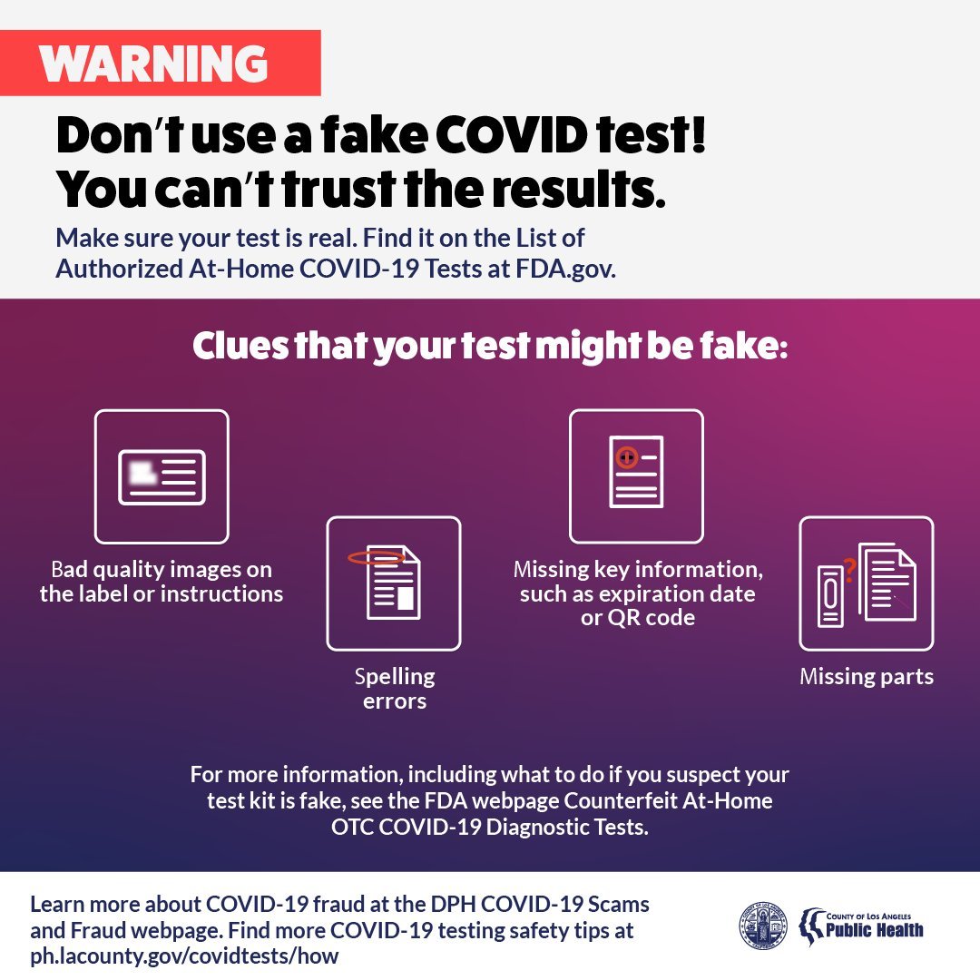 Warning - Don't use a fake COVID test! You can't trust the results. Details in text above. 