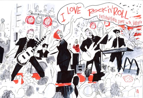 Joey Mason artwork of a stage performance