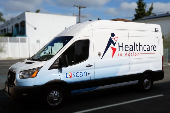 Photo of Healthcare in Action Van with Logo and the word Scan
