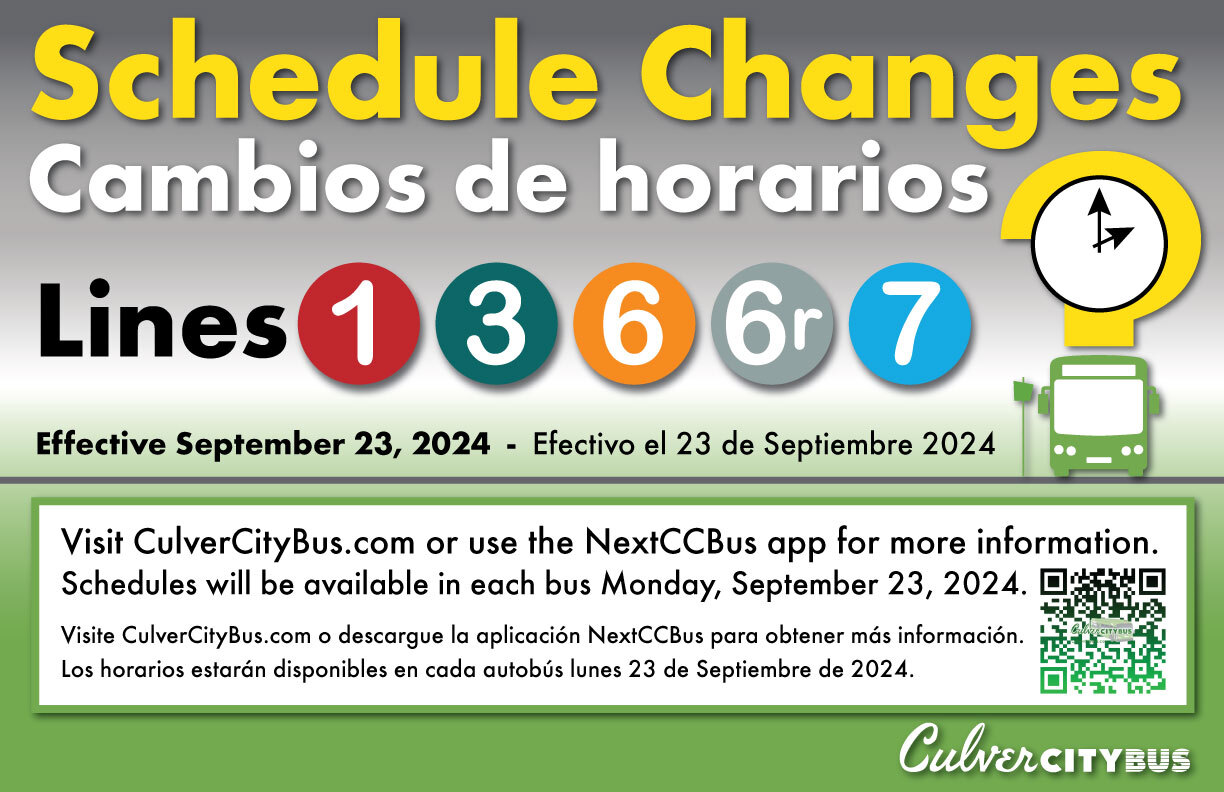 Schedule Changes Lines 1, 3, 6, 6R, 7 effective September 23