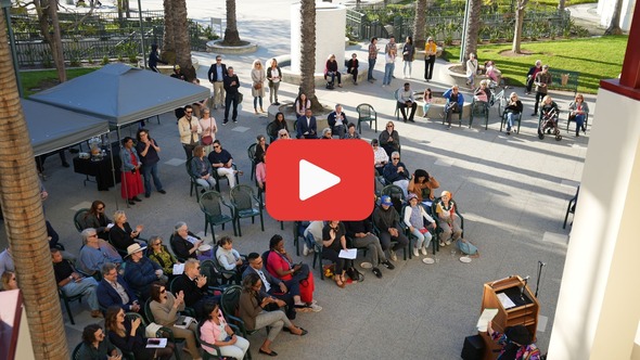 Photo of Dear Culver City Opening with a play button leading to YouTube Video about the project