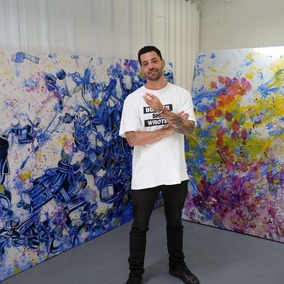 Photo of artist in Culver City studio