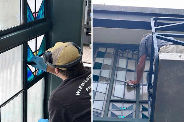 Work being done on the Hanging Garden