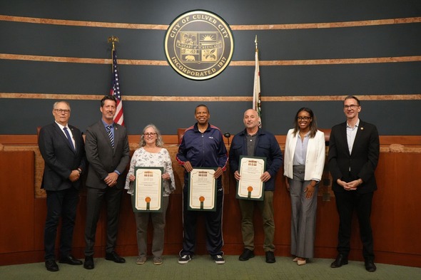 Photo of City Council commending three people as part of the Advisory Committee on Housing and Homelessness