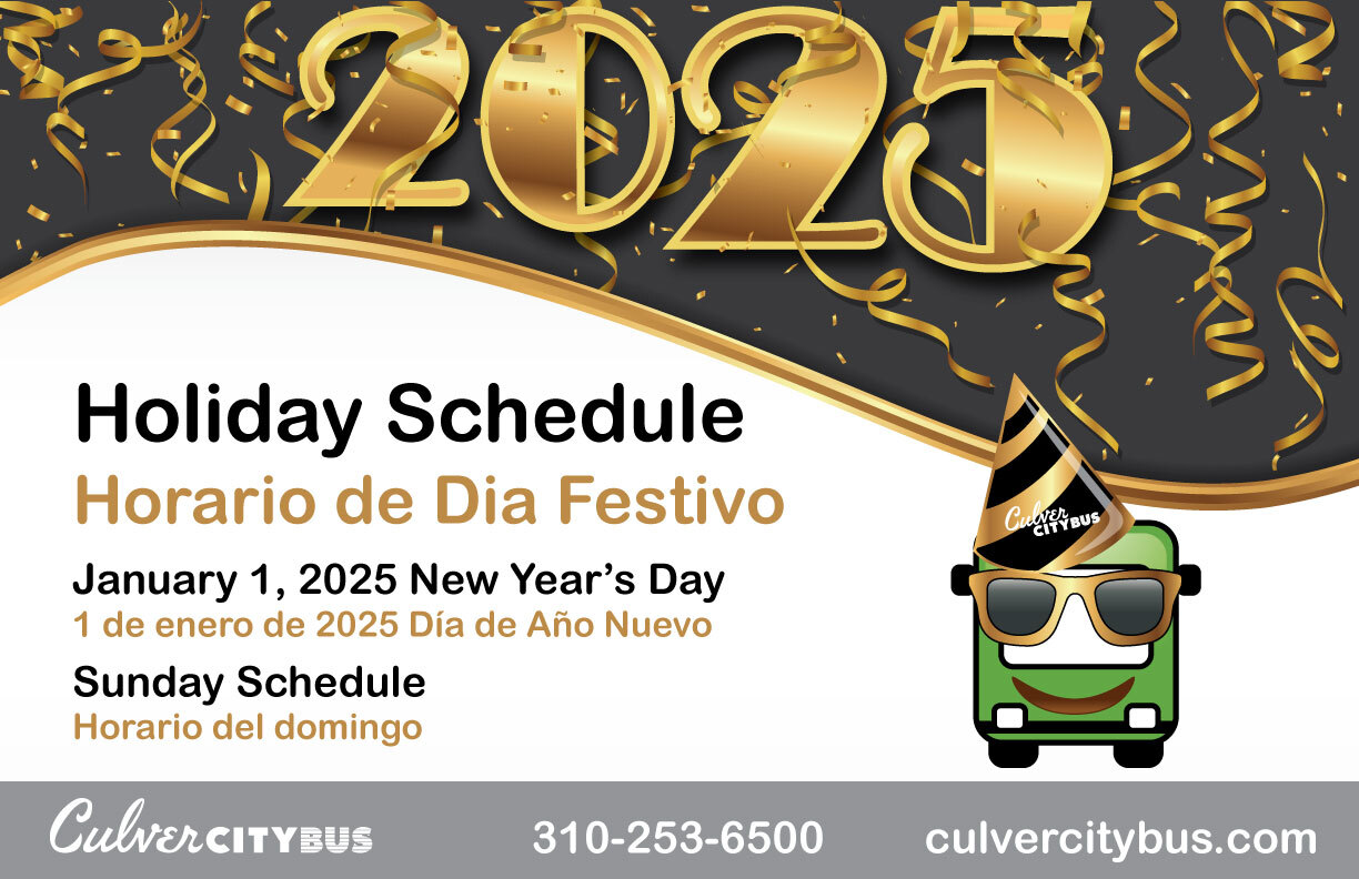 Holiday Schedule January 1 2025 Reduced Service for New Year's Day