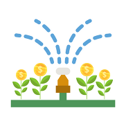 illustration of sprinkler growing money plants