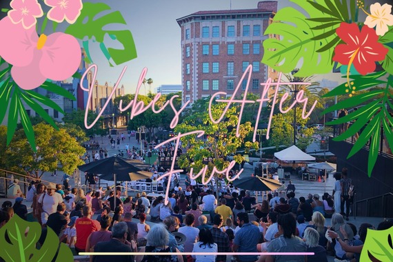 Vibes After 5 Graphic with Downtown Culver Steps in background