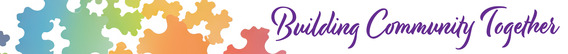 Building Community Together with multi-colored background