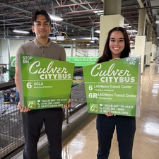 Signs showing new LAX Metro CityBus Stop