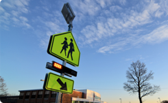 Rapid Rectangular Flashing Beacon with School Assembly Sign