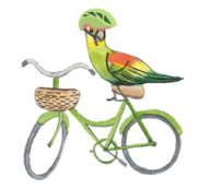 mano the bird on a bike