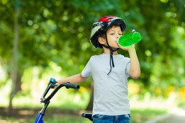 kid biking water bottle