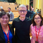 Mayor Liang Chao and City Manager Tina Kapoor with Apple CEO Tim Cook at special launch event on September 9