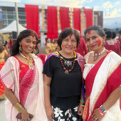 Mayor Liang Chao with event attendees at Royal Durga Pujo and Navratri Celebration