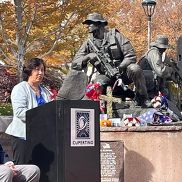 Mayor Liang Chao delivers remarks at 2025 Veteran's Day Ceremony.