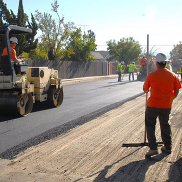 Workers re-pave streets