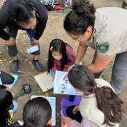 Kids observing creek ecology at McClellan Ranch Preserve Creek