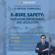 Senator Josh Becker Presents a Virtual Town Hall, E-Bike Safety: Education, Enforcement, and Legislation