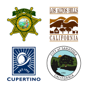 Logos of Santa Clara County Sheriff's Office, Town of Los Altos Hills, City of Cupertino, and Saratoga