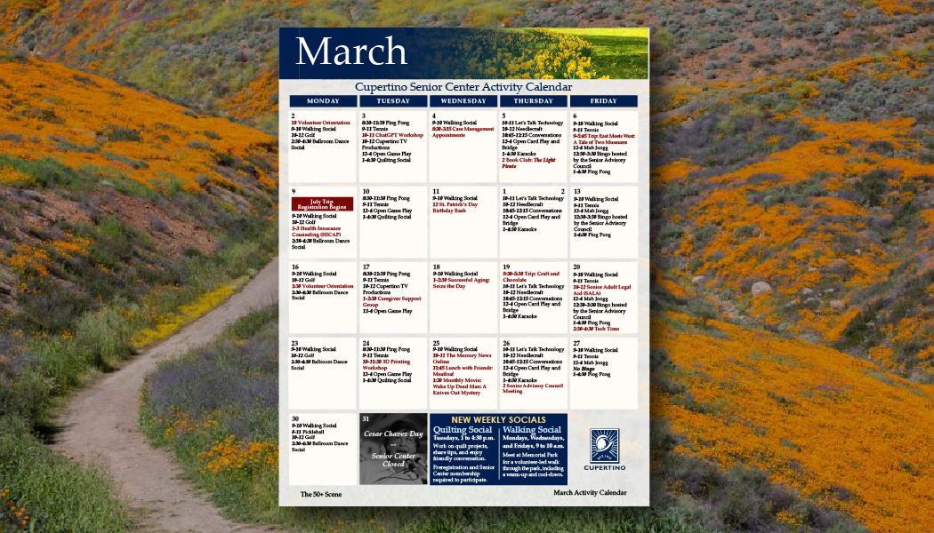 March 2026 50+ Calendar