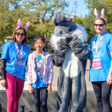 City Manager Tina Kapoor and Mayor Kitty Moore with winner at 2026 Big Bunny 5K