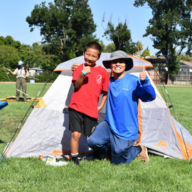 Kids in tents at Cupertino