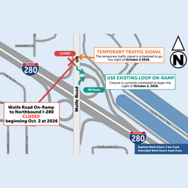 Wolfe Road to Northbound I-280 Ramp Closure