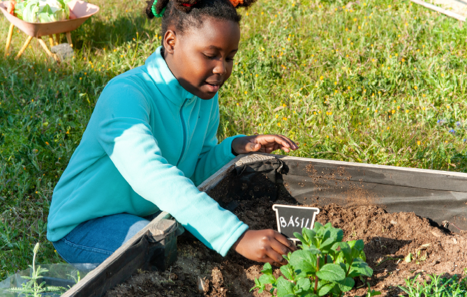 student in the garden