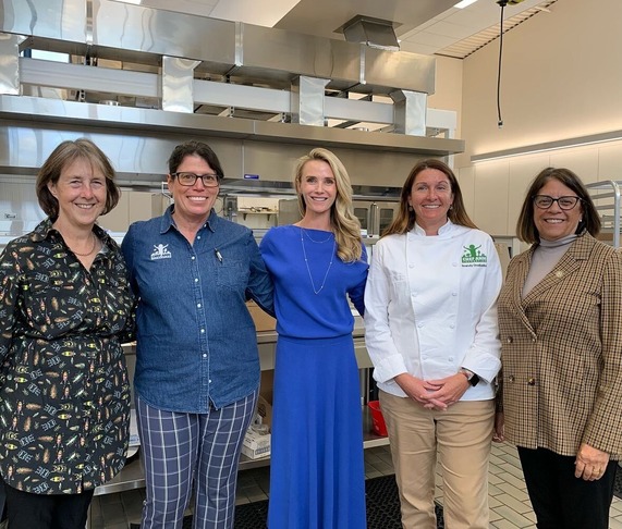 School Kitchen staff with First Partner of CA