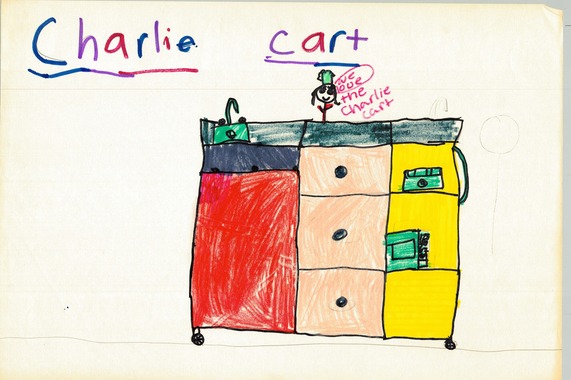 Student drawing of charlie cart