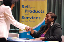 Image of DGS staff at a procurement event. Connect with us! 