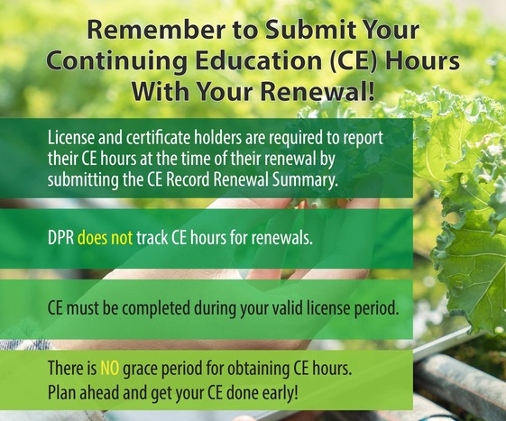 Remember to submit your continuing education hours with your renewal with kale