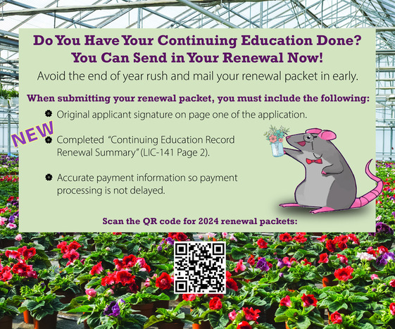2024 Early Renewal Reminder Ralph the rat holding flowers