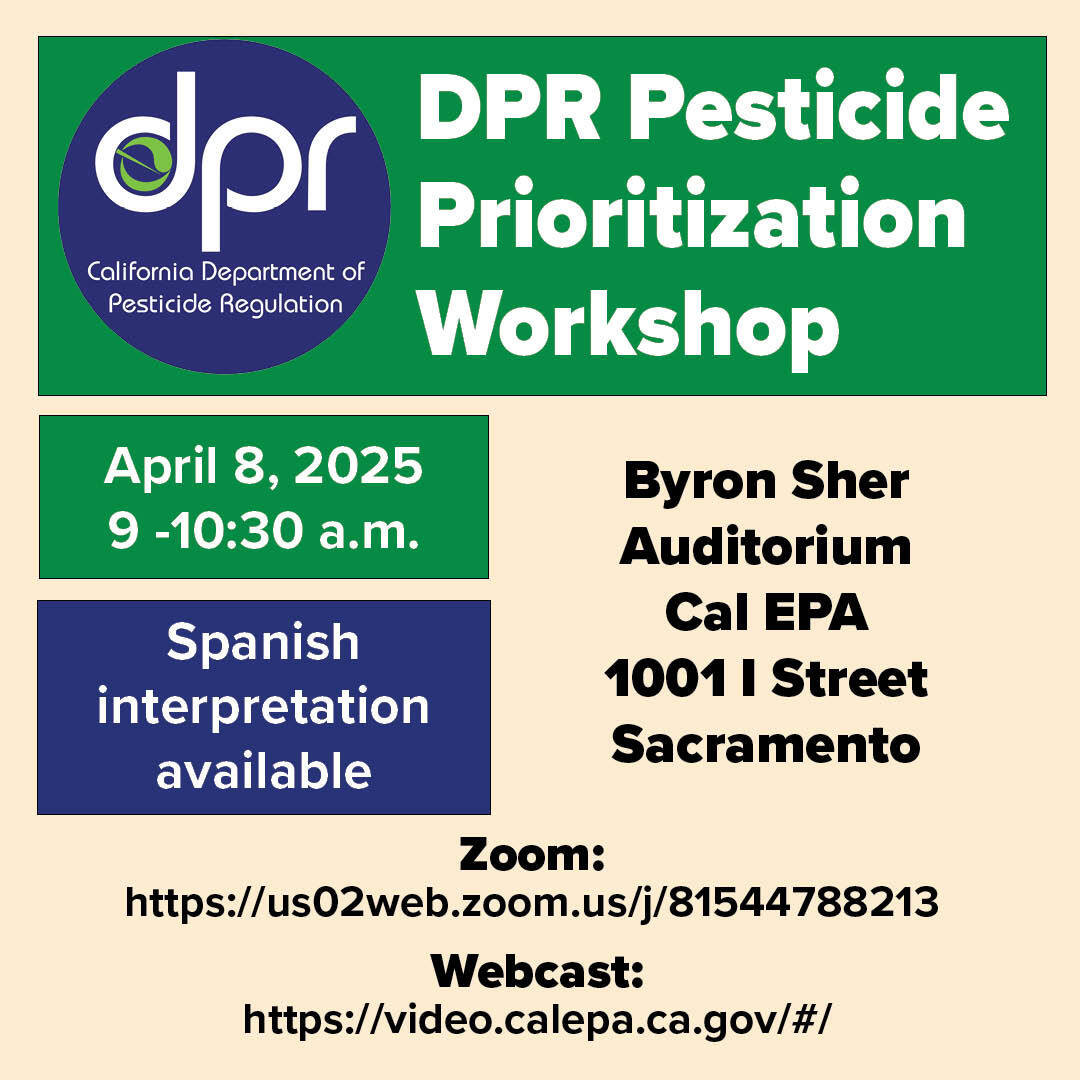 Save the Date: DPR is hosting a pesticide prioritization workshop on April 8, 2025