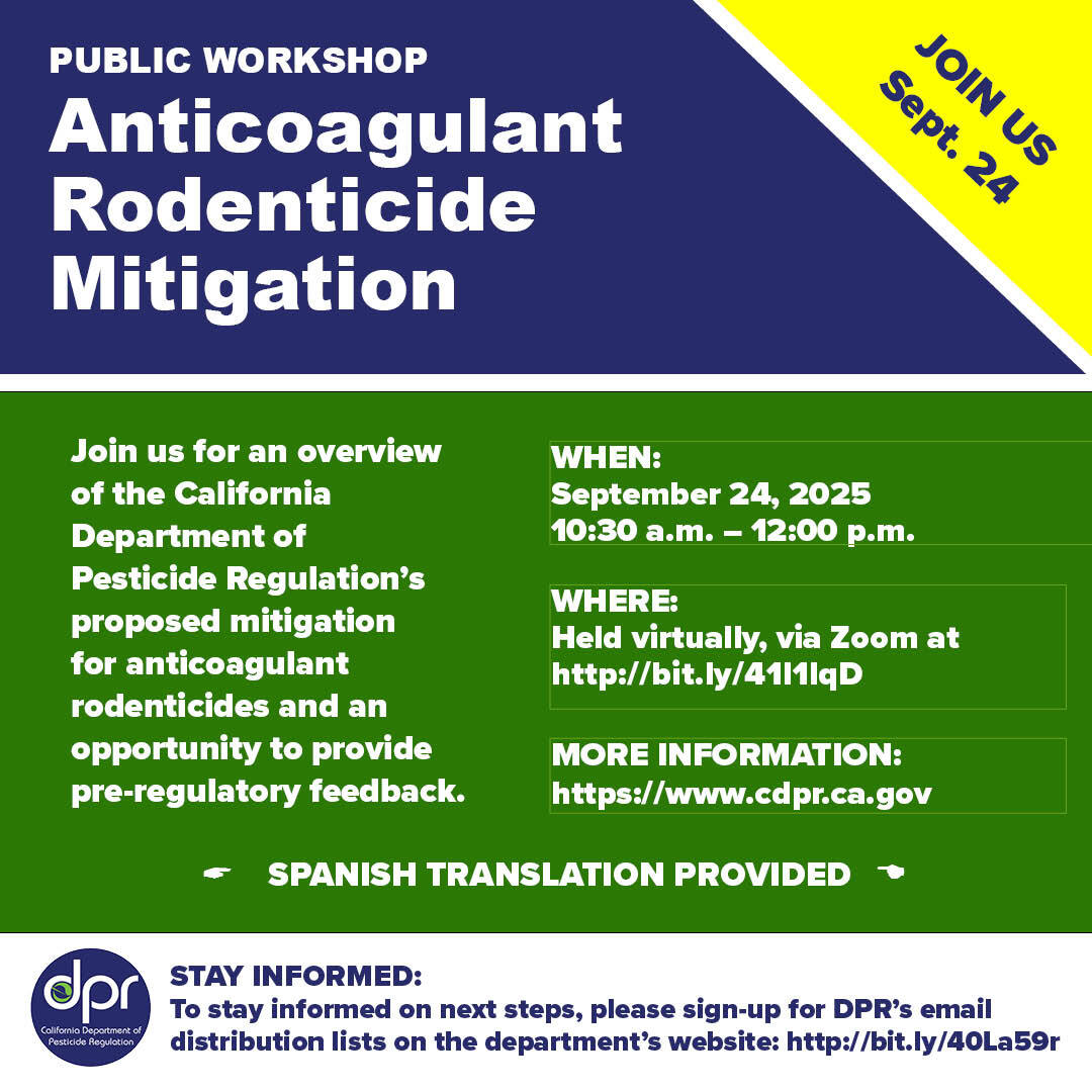 PUBLIC WORKSHOP Anticoagulant Rodenticide Mitigation