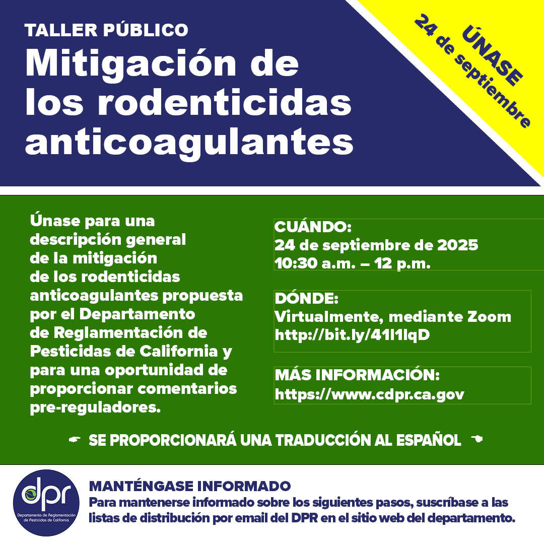 PUBLIC WORKSHOP Anticoagulant Rodenticide Mitigation (SPANISH)