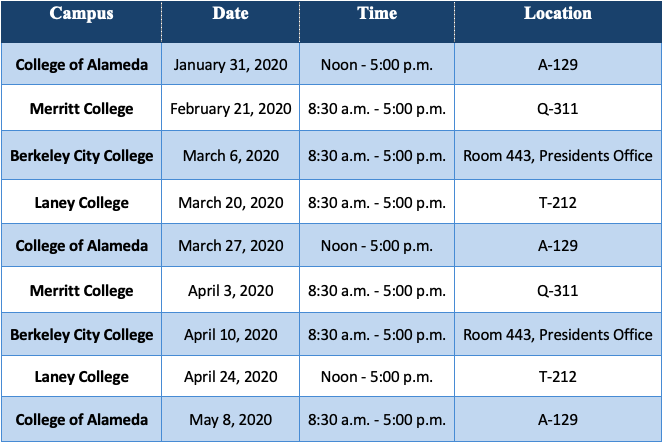 Chancellor's Spring 2020 campus office hours