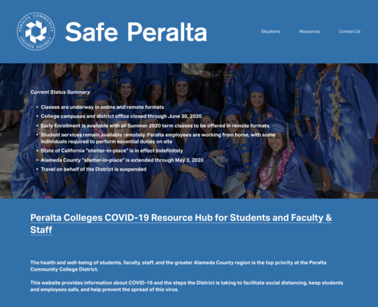 Safe Peralta website homepage