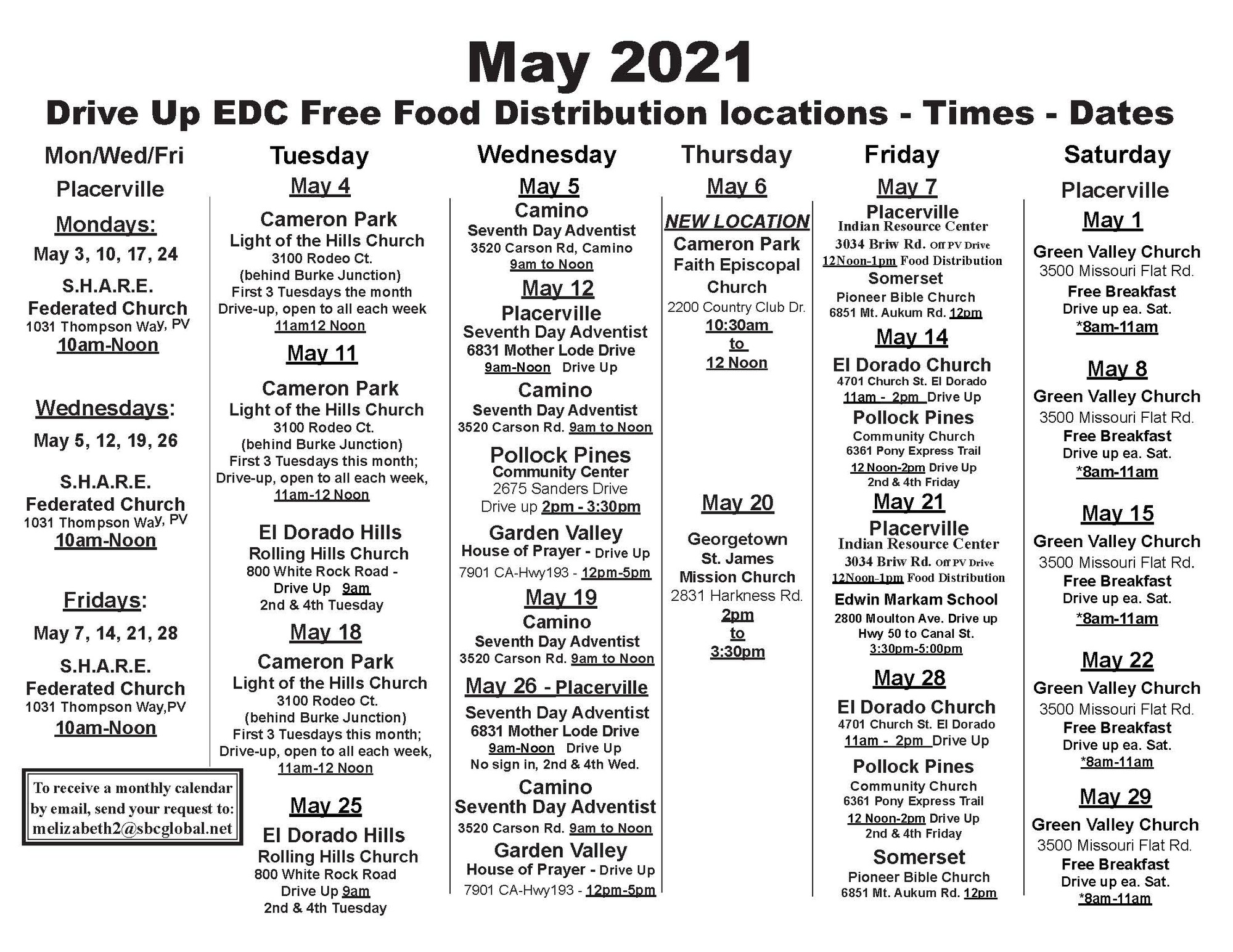 May 2021 Food Calendar