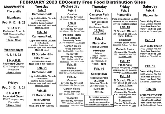 February 2023 Free Food Calendar