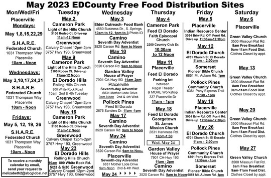 May 2023 Free Food Calendar