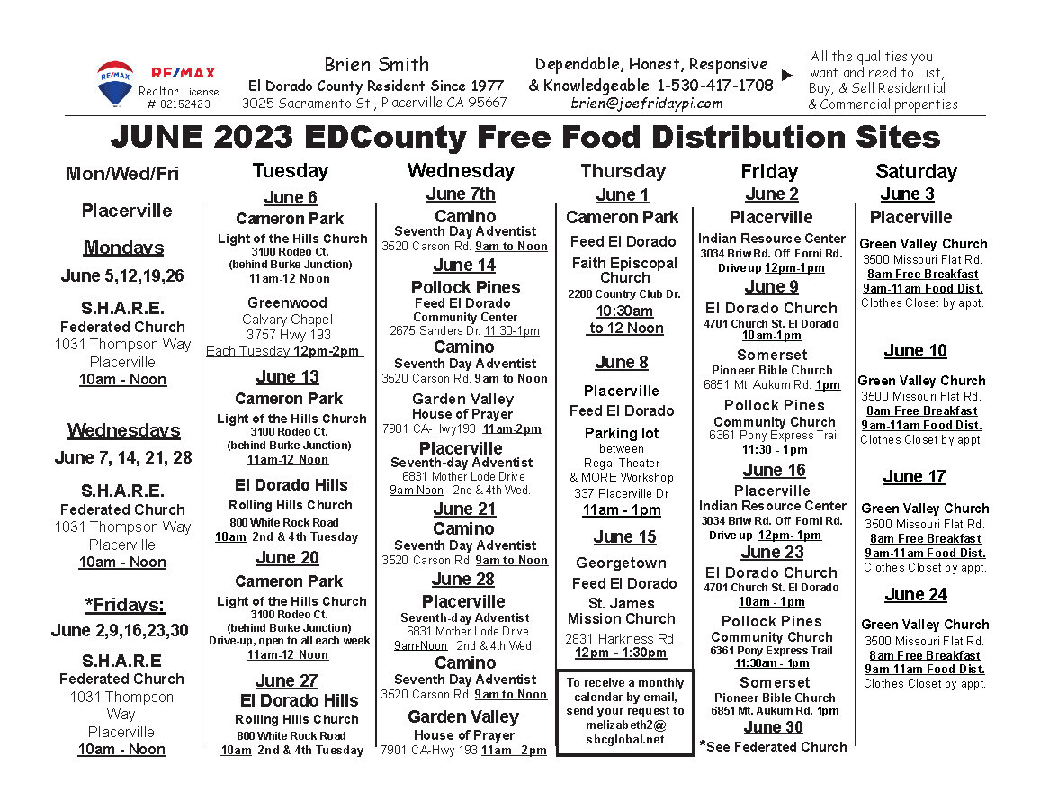 June 2023 Food Calendar