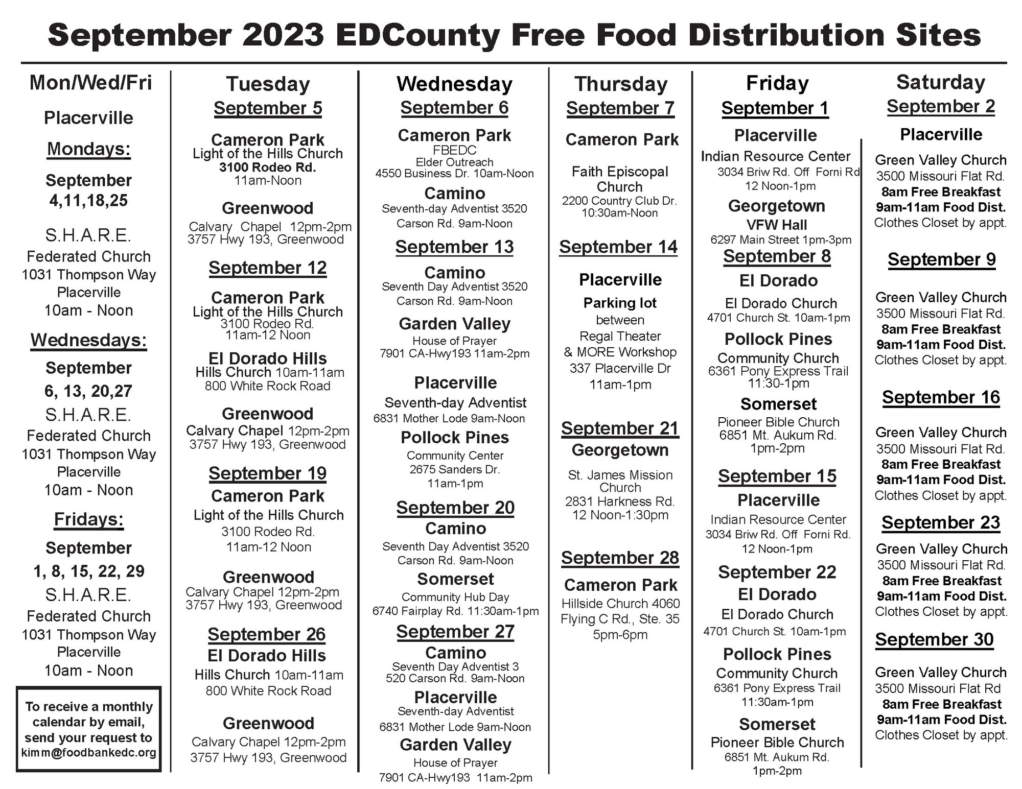 September 2023 EDC Free Food Distribution