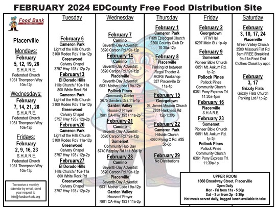 February 2024 Free Food Calendar
