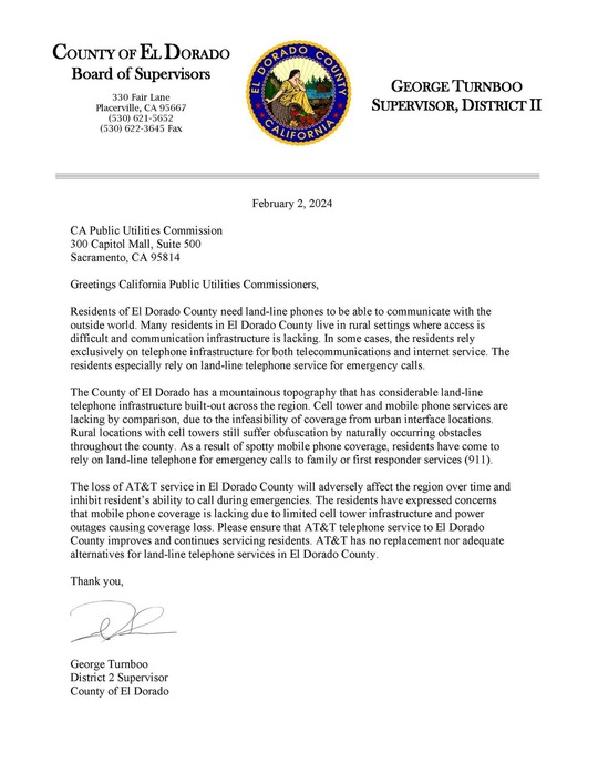 Letter to CPUC