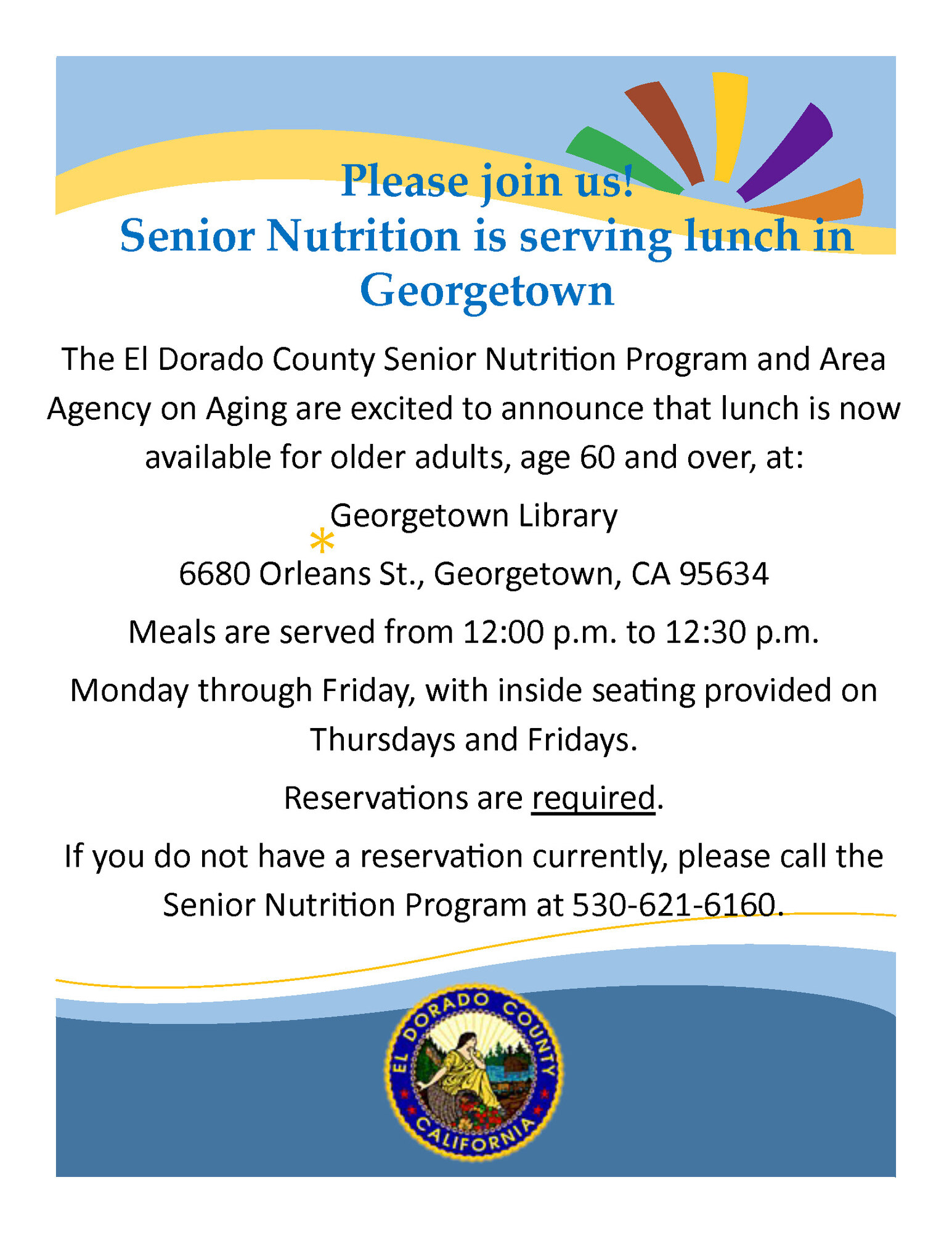 Georgetown Open Flyer senior meals