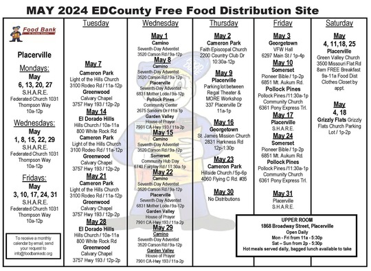 May 2024 Free Food Calendar